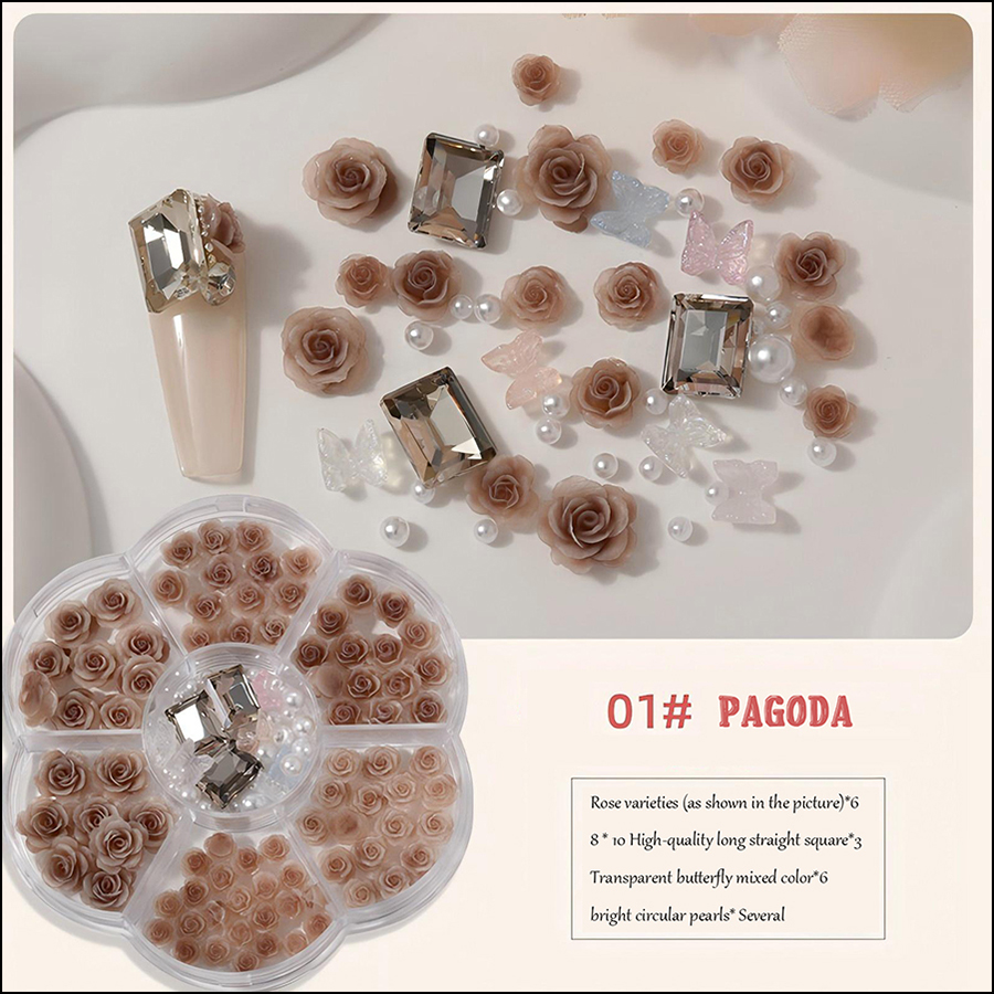 d283 top selling rose camellia nail accessories