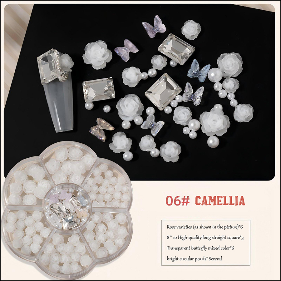 d283 top selling rose camellia nail accessories