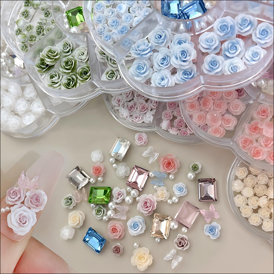 d283 top selling rose camellia nail accessories