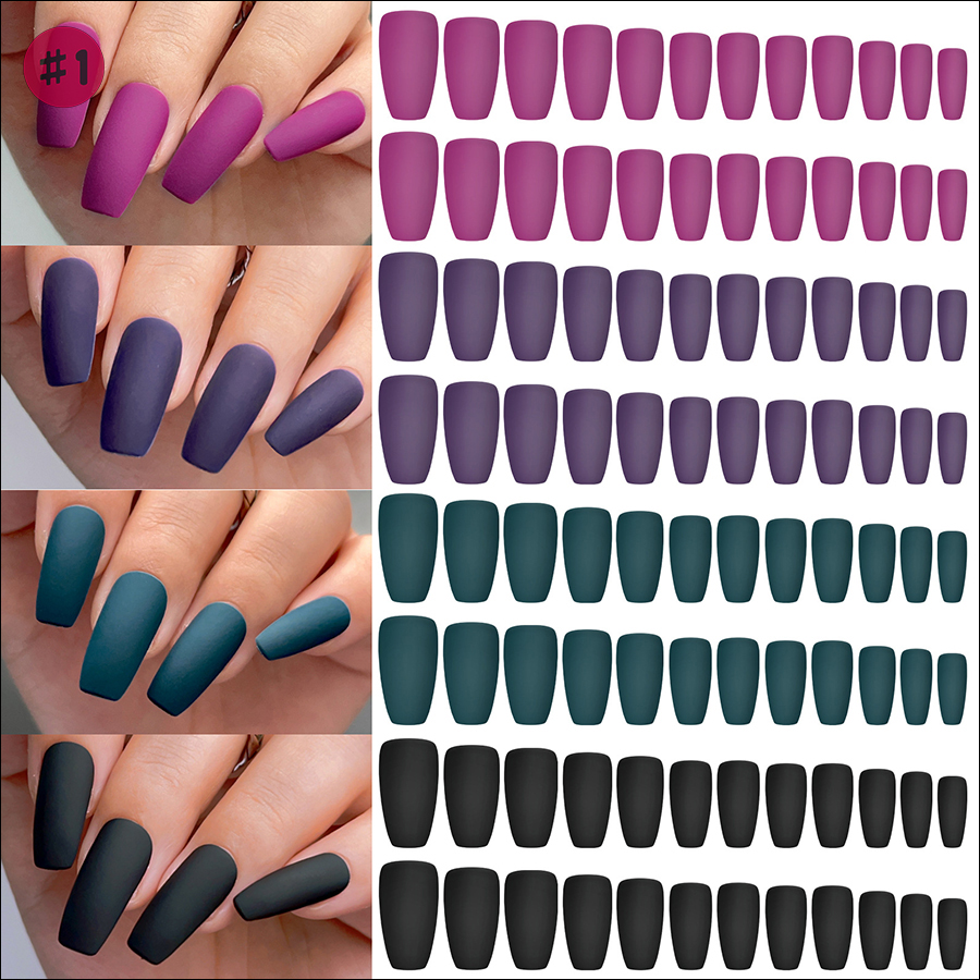 rntip-171 solid color 4-color matte frosted nail tips