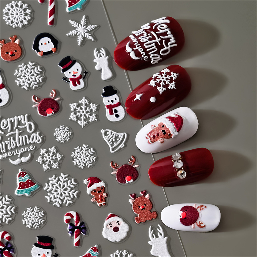 5d0035-0116 new christmas relief nail stickers