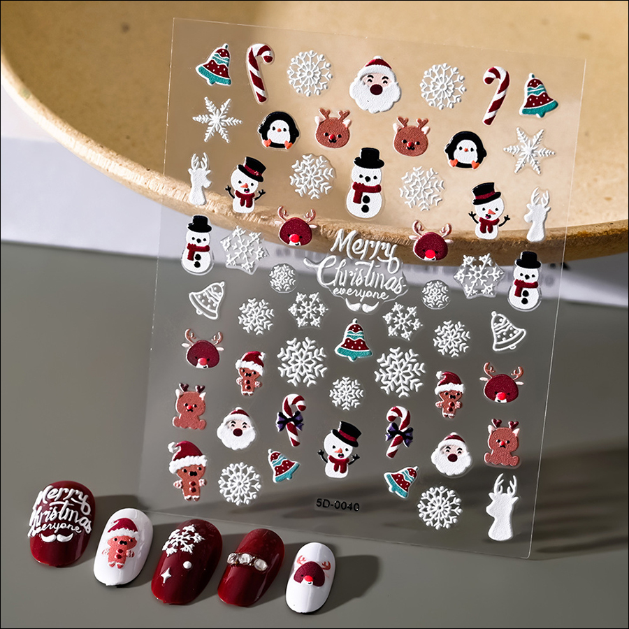 5d0035-0116 new christmas relief nail stickers