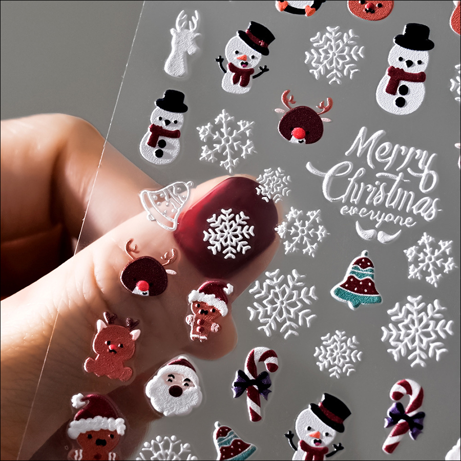 5d0035-0116 new christmas relief nail stickers