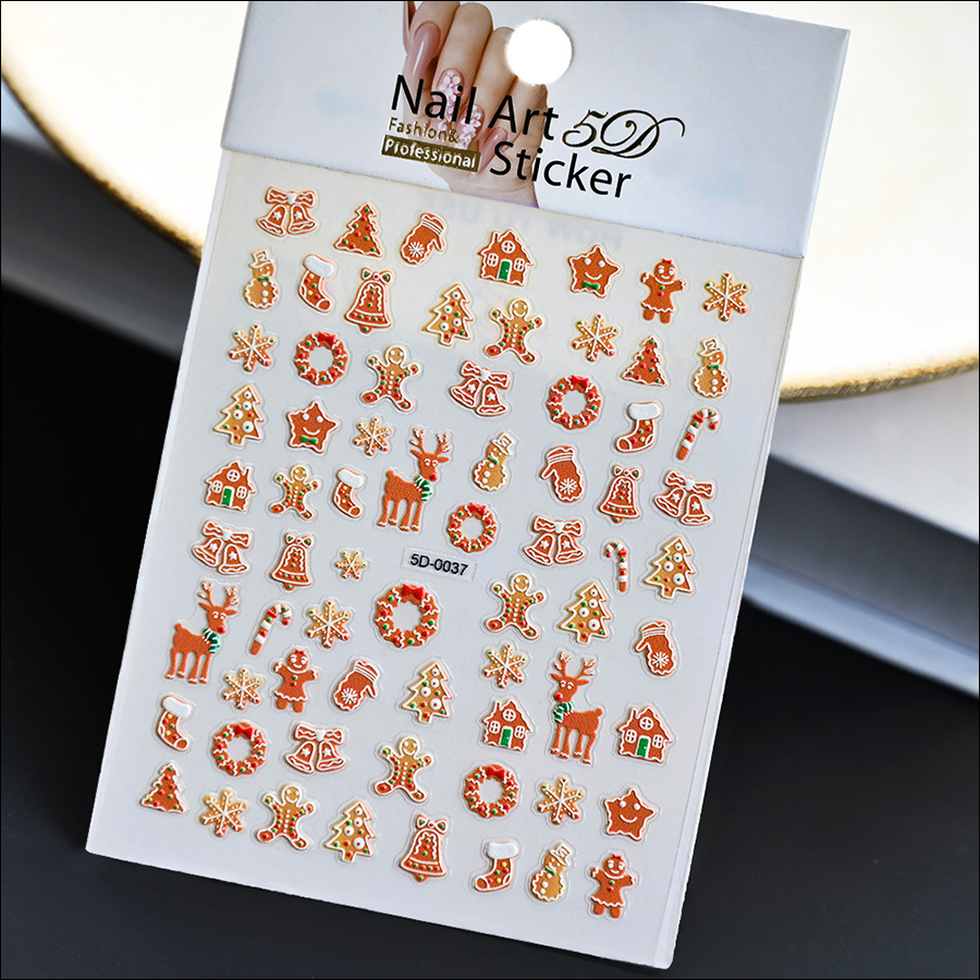 5d0035-0116 new christmas relief nail stickers