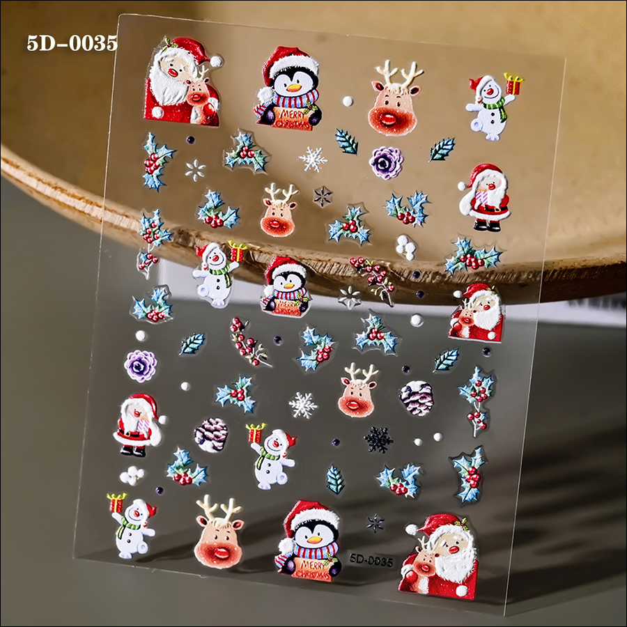 5d0035-0116 new christmas relief nail stickers