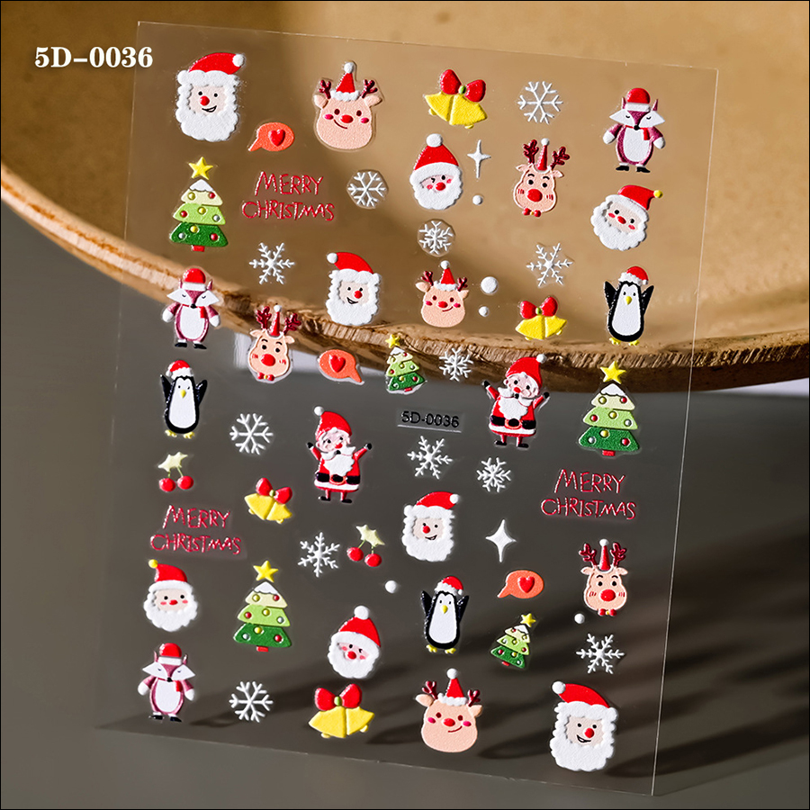 5d0035-0116 new christmas relief nail stickers