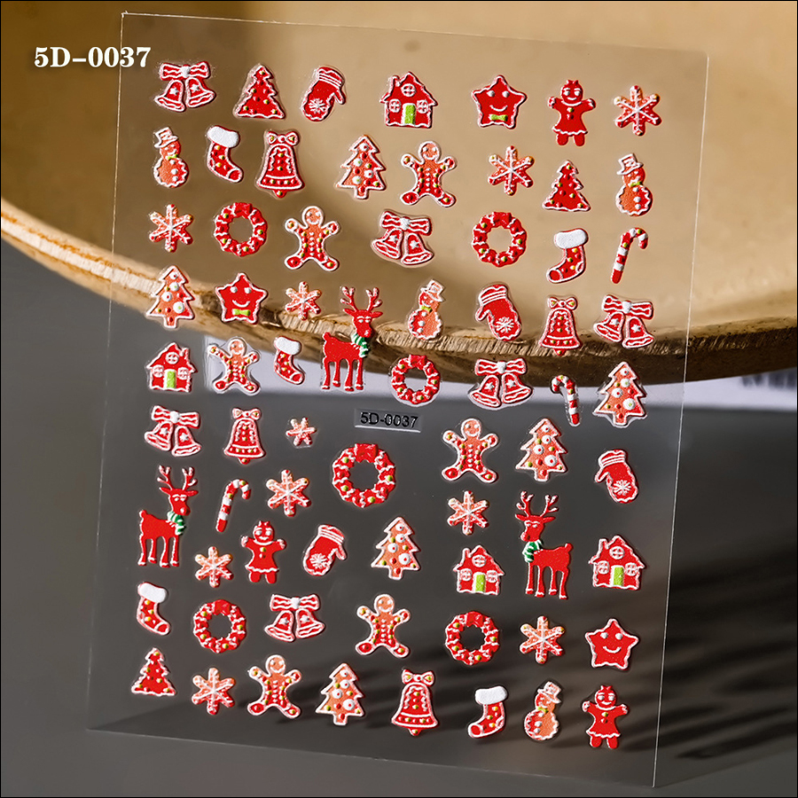 5d0035-0116 new christmas relief nail stickers