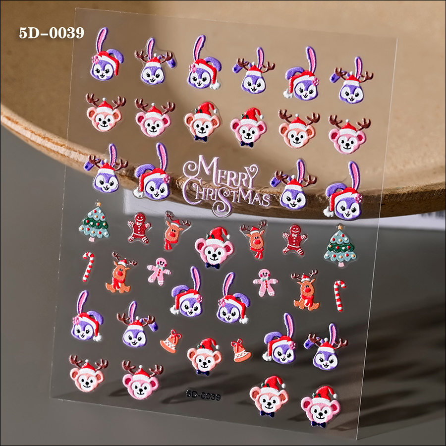 5d0035-0116 new christmas relief nail stickers