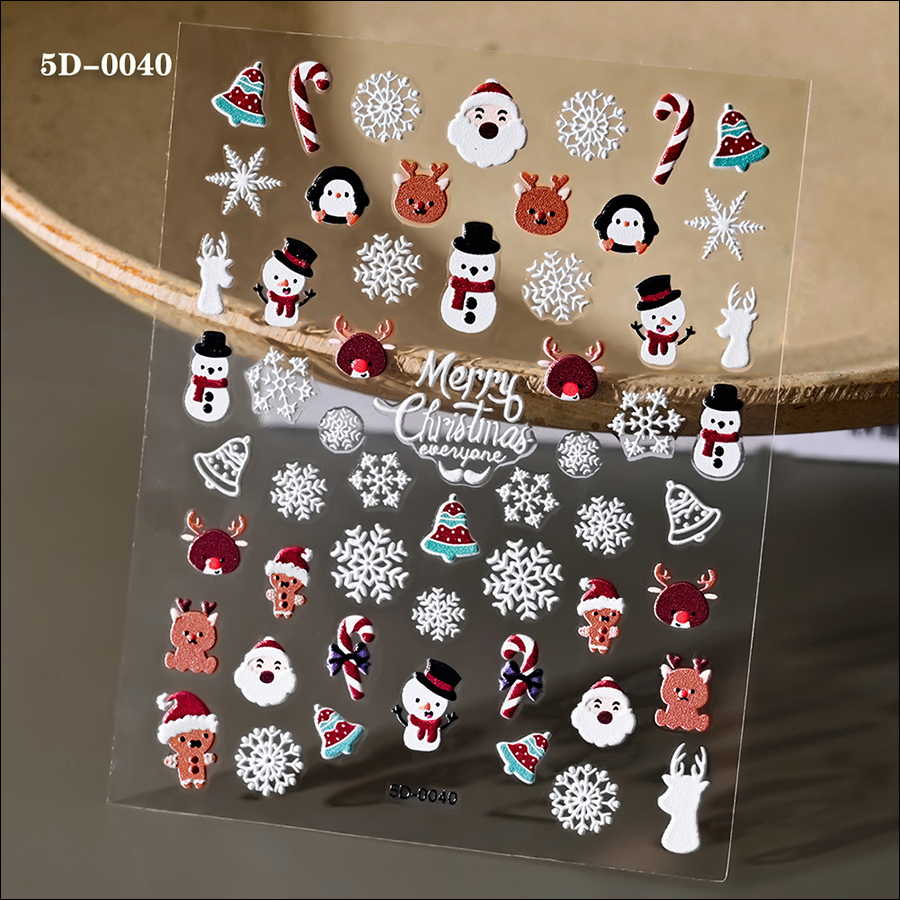 5d0035-0116 new christmas relief nail stickers