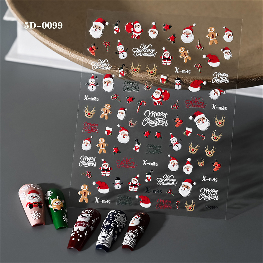 5d0035-0116 new christmas relief nail stickers