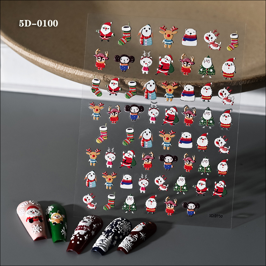 5d0035-0116 new christmas relief nail stickers