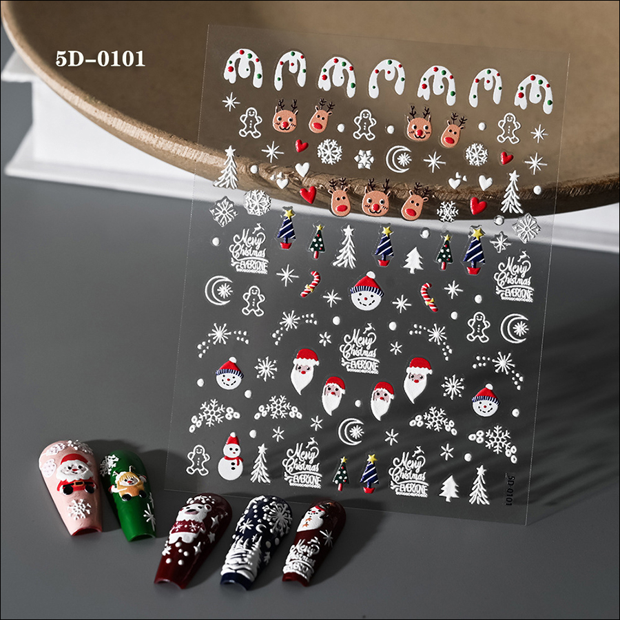 5d0035-0116 new christmas relief nail stickers