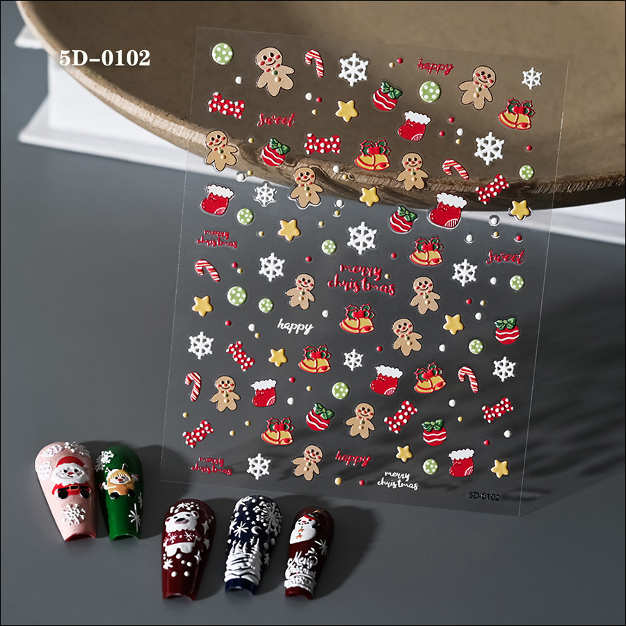 5d0035-0116 new christmas relief nail stickers