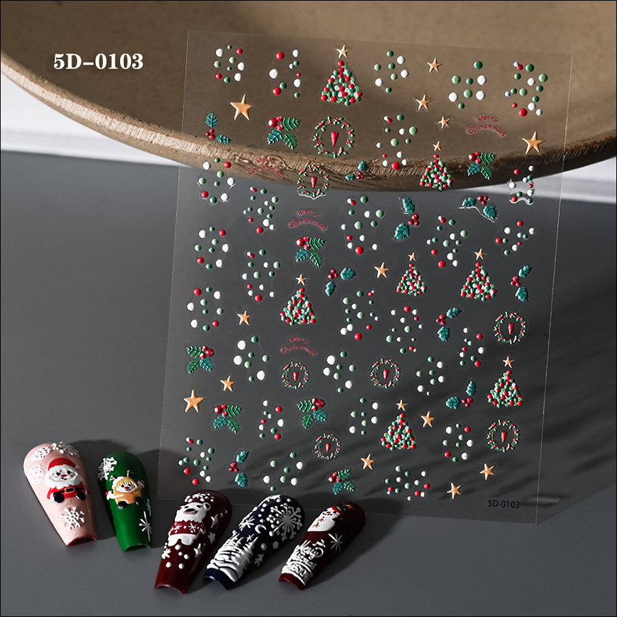 5d0035-0116 new christmas relief nail stickers