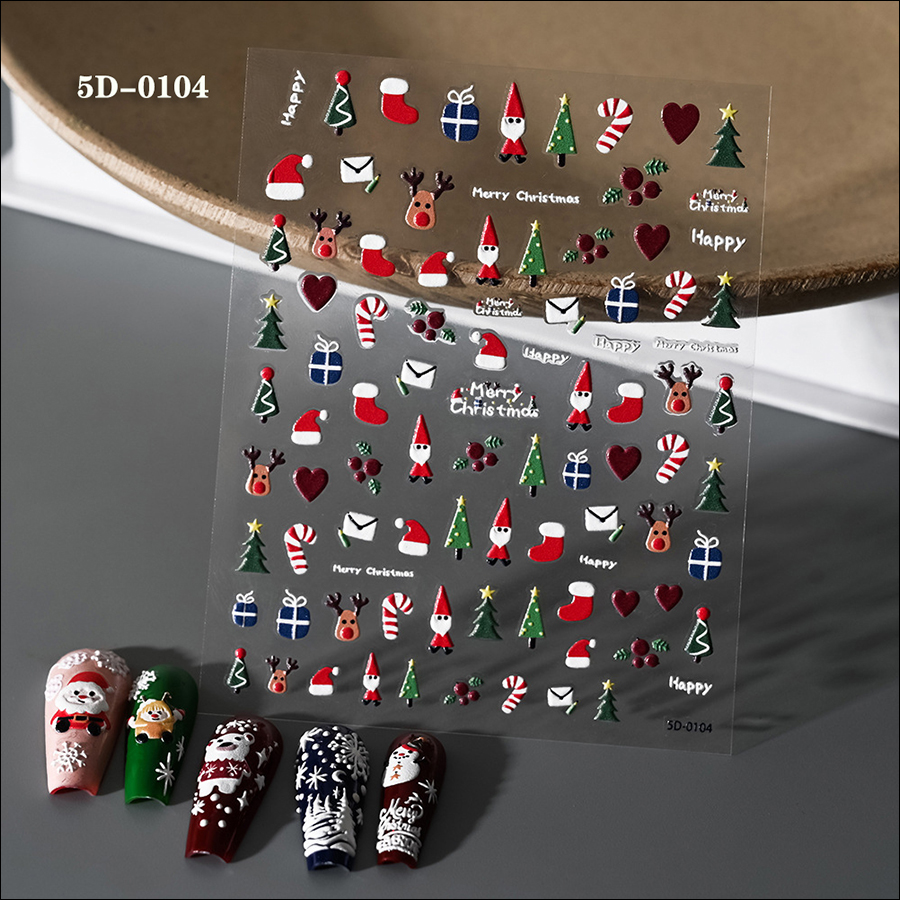 5d0035-0116 new christmas relief nail stickers