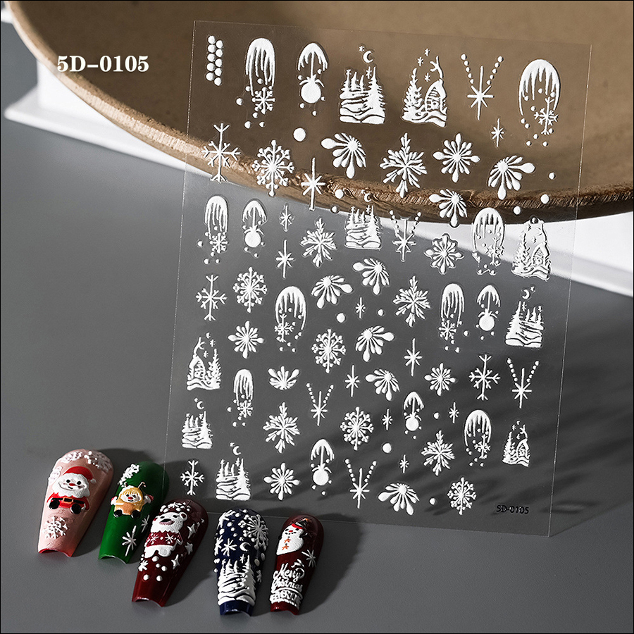 5d0035-0116 new christmas relief nail stickers