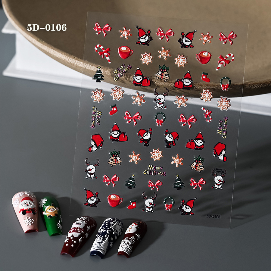 5d0035-0116 new christmas relief nail stickers