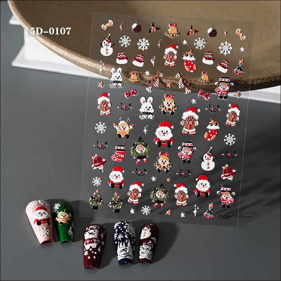 5d0035-0116 new christmas relief nail stickers