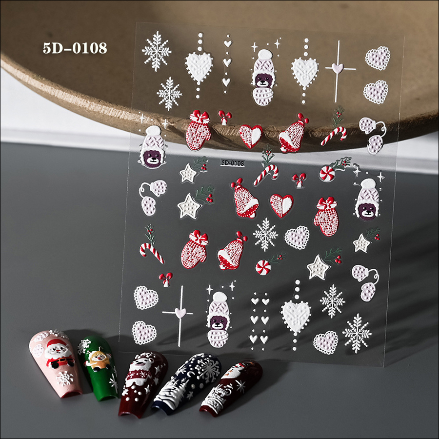 5d0035-0116 new christmas relief nail stickers