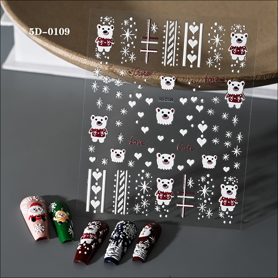 5d0035-0116 new christmas relief nail stickers