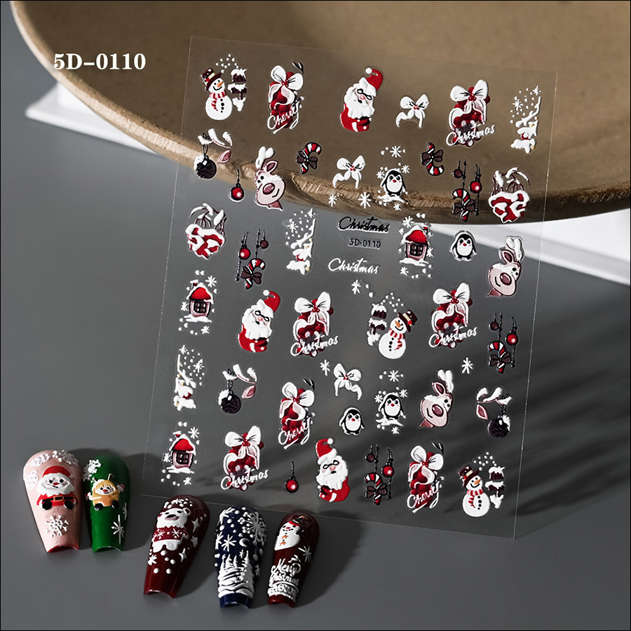 5d0035-0116 new christmas relief nail stickers