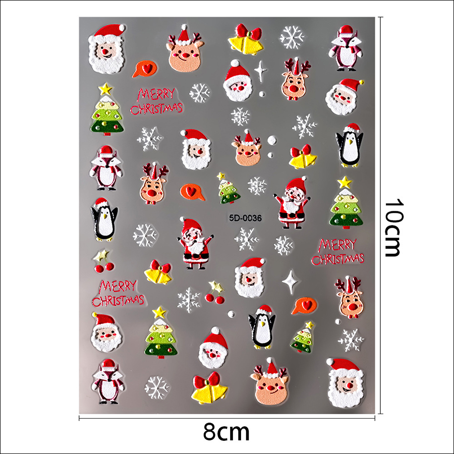 5d0035-0116 new christmas relief nail stickers