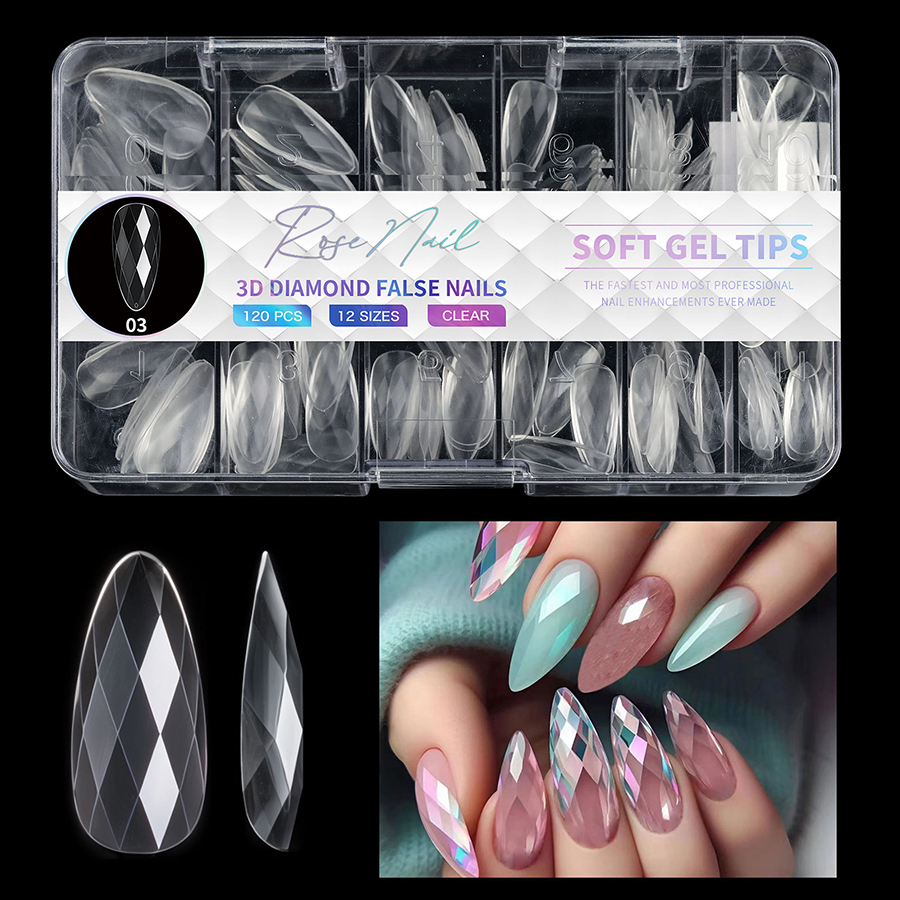 rntip-176 3d diamond shaped nail tips(140 piece box)