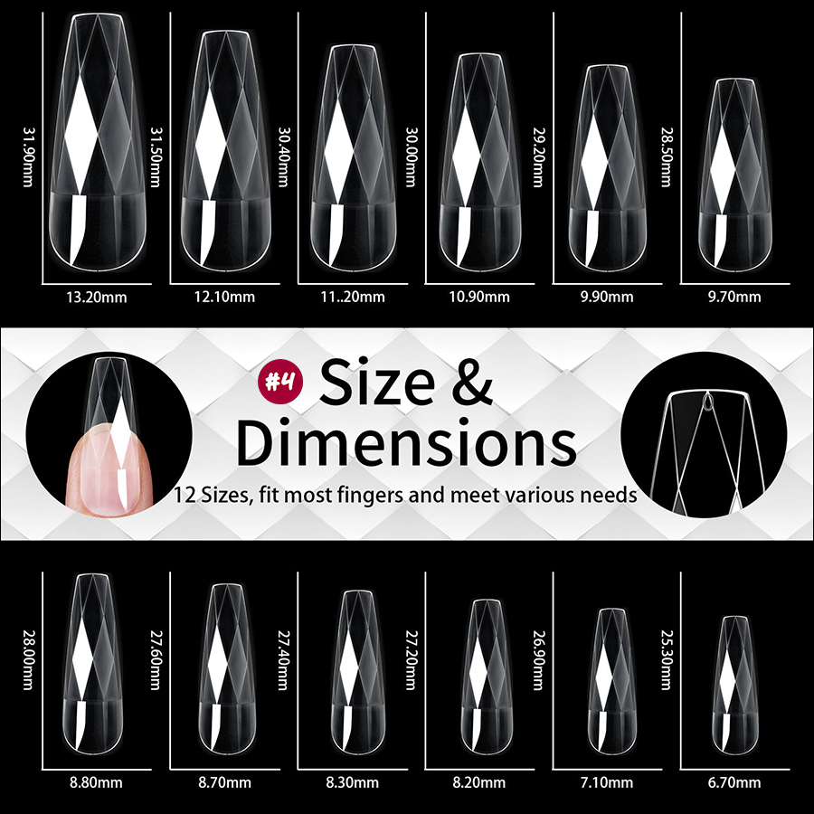 rntip-176 3d diamond shaped nail tips(140 piece box)