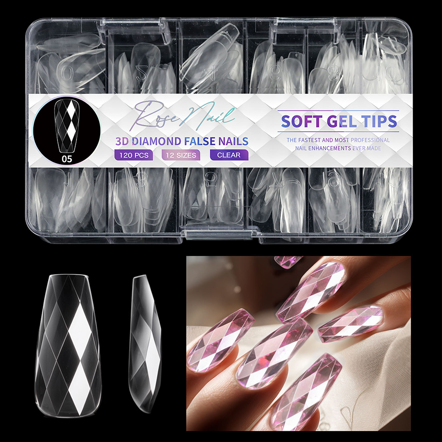 rntip-176 3d diamond shaped nail tips(140 piece box)