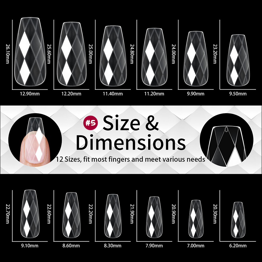 rntip-176 3d diamond shaped nail tips(140 piece box)