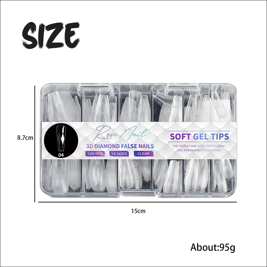 rntip-176 3d diamond shaped nail tips(140 piece box)