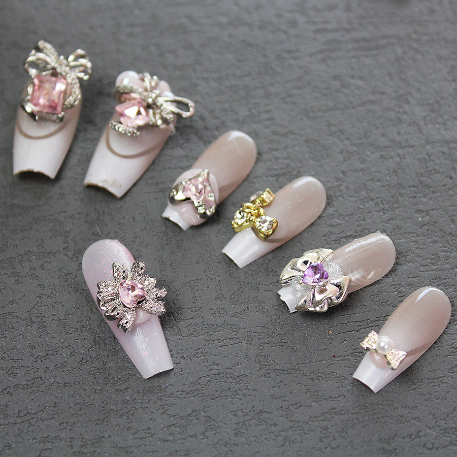 d278 nail love/flower/bow diamond jewelry