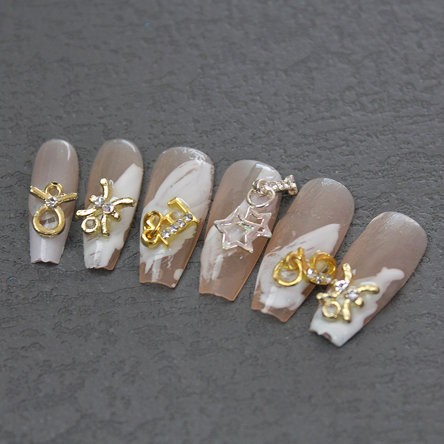 d291 alloy bead chain nail deco