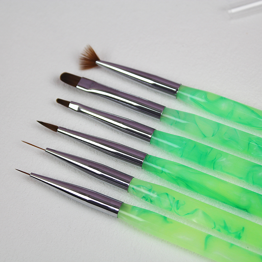 rab-62 jade green round rod nail art brush set