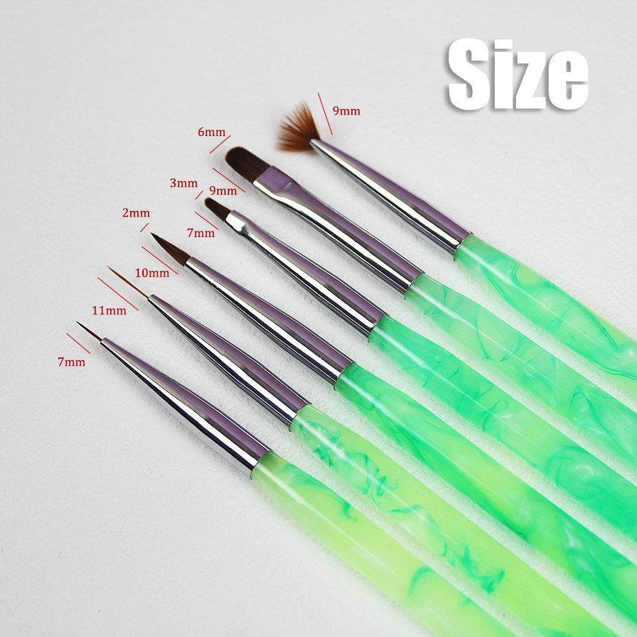 rab-62 jade green round rod nail art brush set