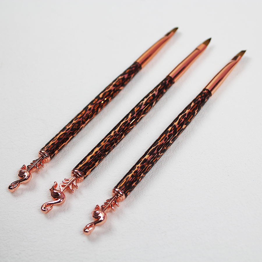 rab-63 retro leopard pattern round rod nail art brush set