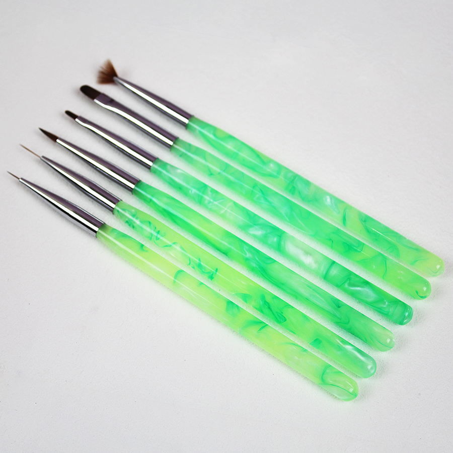 rab-62 jade green round rod nail art brush set