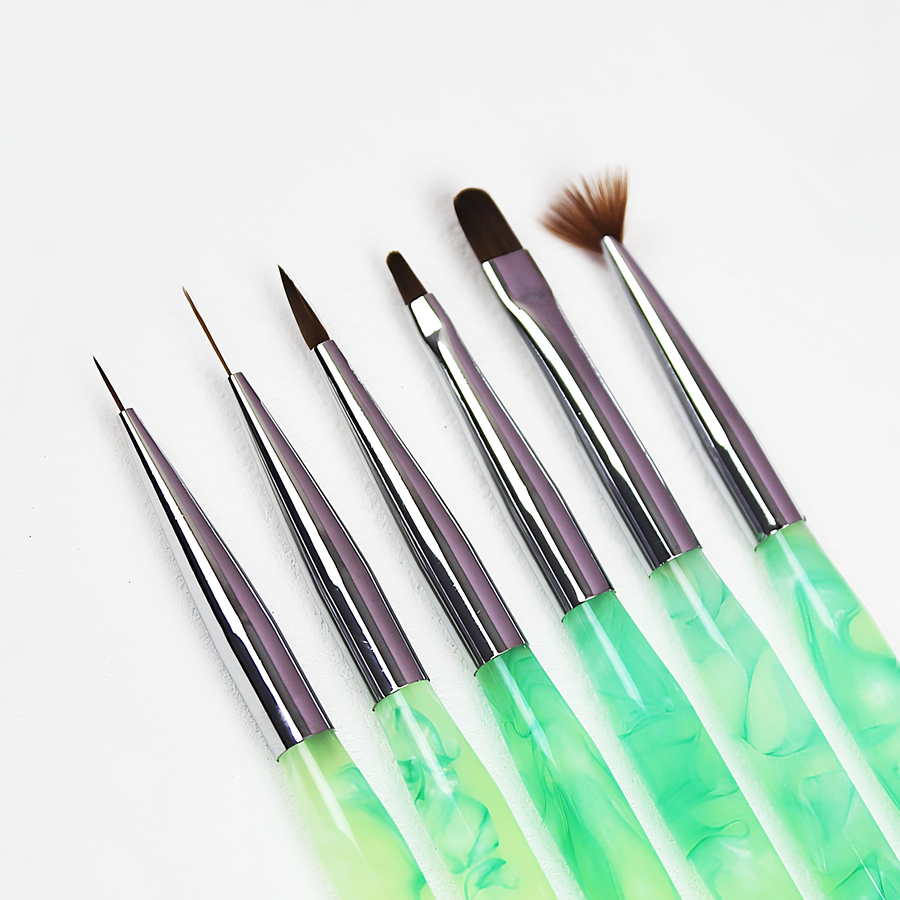 rab-62 jade green round rod nail art brush set