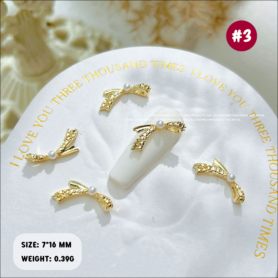 d296 mini pearl alloy bow nail accessories