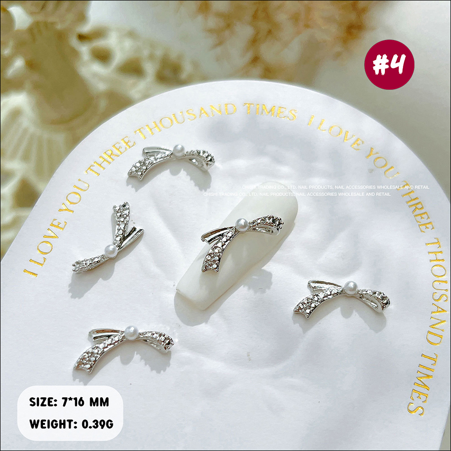 d296 mini pearl alloy bow nail accessories