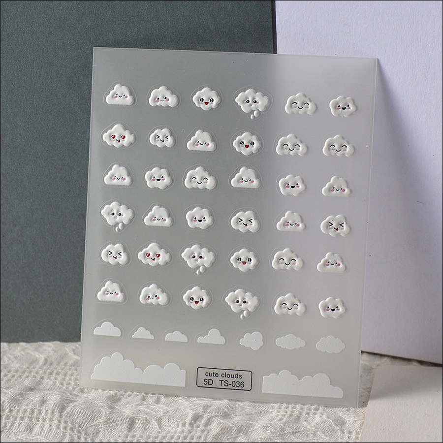 ts-036 5d nail stickers small cloud relief back adhesive nail stickers