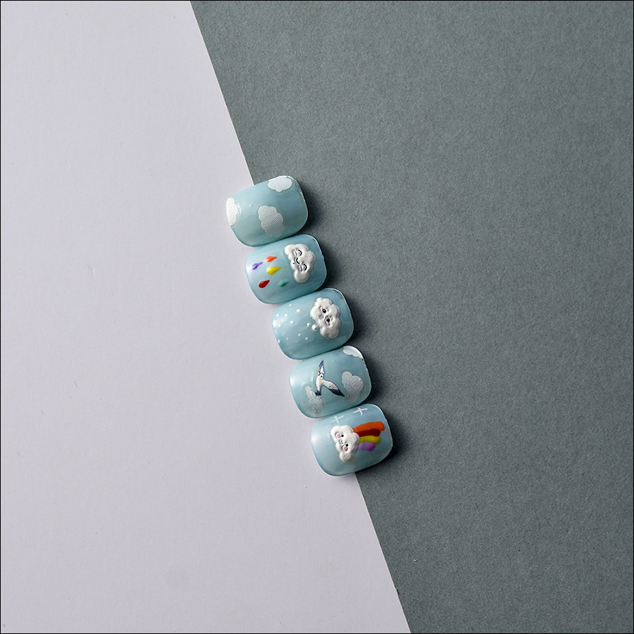 ts-036 5d nail stickers small cloud relief back adhesive nail stickers