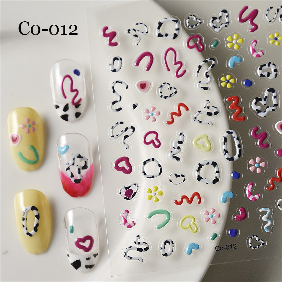 co-012-61 cute cherry macaron fruit stereoscopic transparent strawberry nail stickers