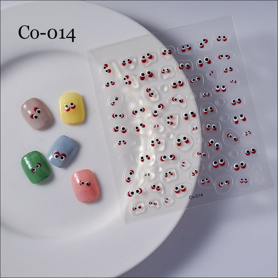 co-012-61 cute cherry macaron fruit stereoscopic transparent strawberry nail stickers