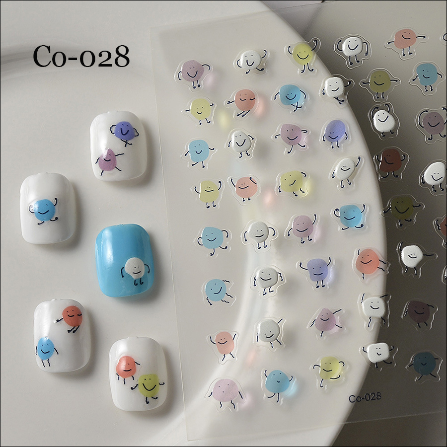 co-012-61 cute cherry macaron fruit stereoscopic transparent strawberry nail stickers