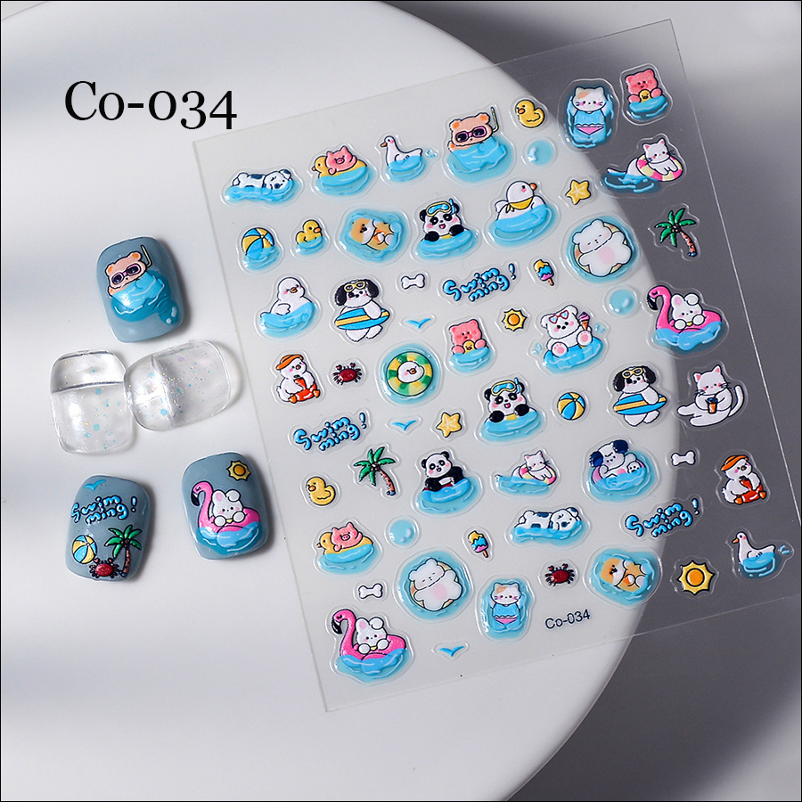 co-012-61 cute cherry macaron fruit stereoscopic transparent strawberry nail stickers