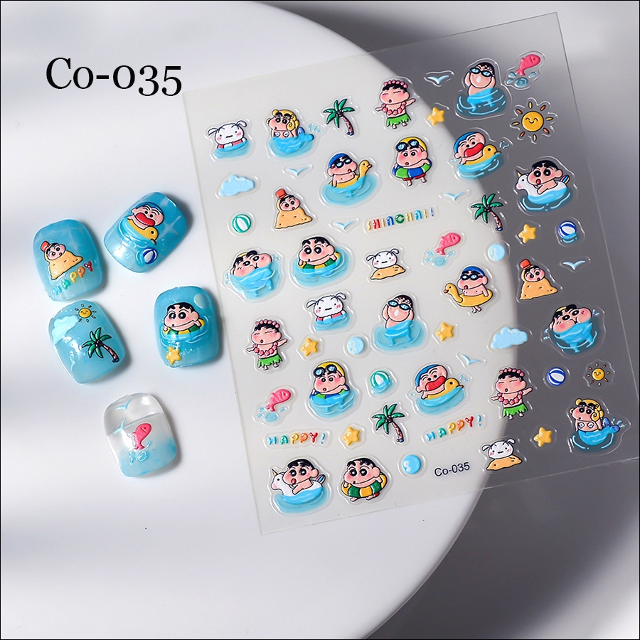 co-012-61 cute cherry macaron fruit stereoscopic transparent strawberry nail stickers