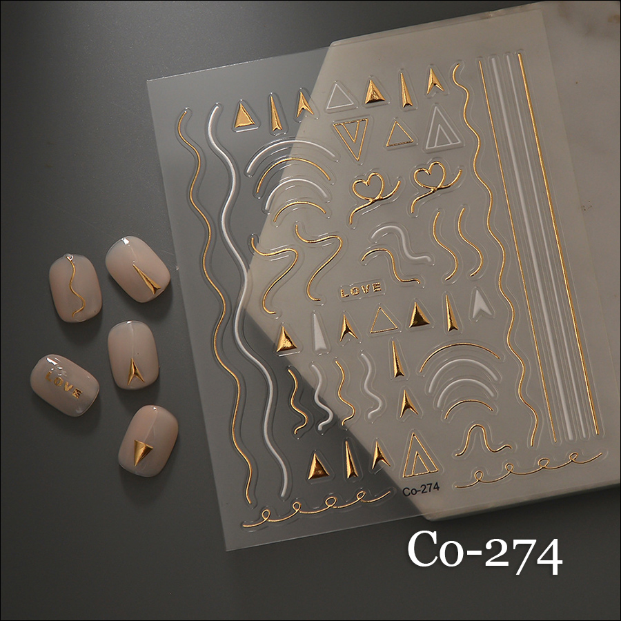 co-267-279 gold stamping flower relief stickers