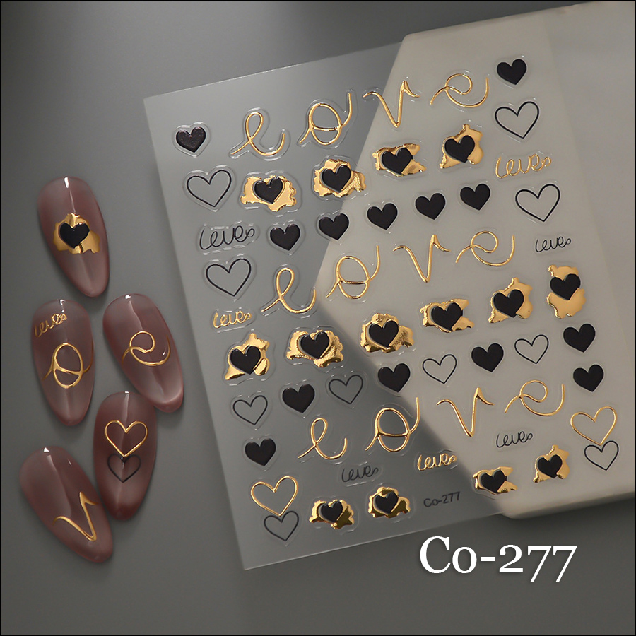 co-267-279 gold stamping flower relief stickers