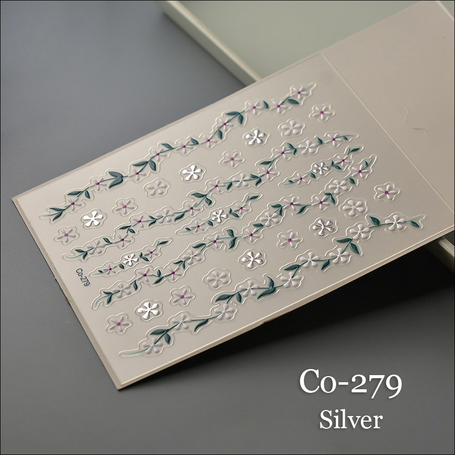 co-267-279 gold stamping flower relief stickers